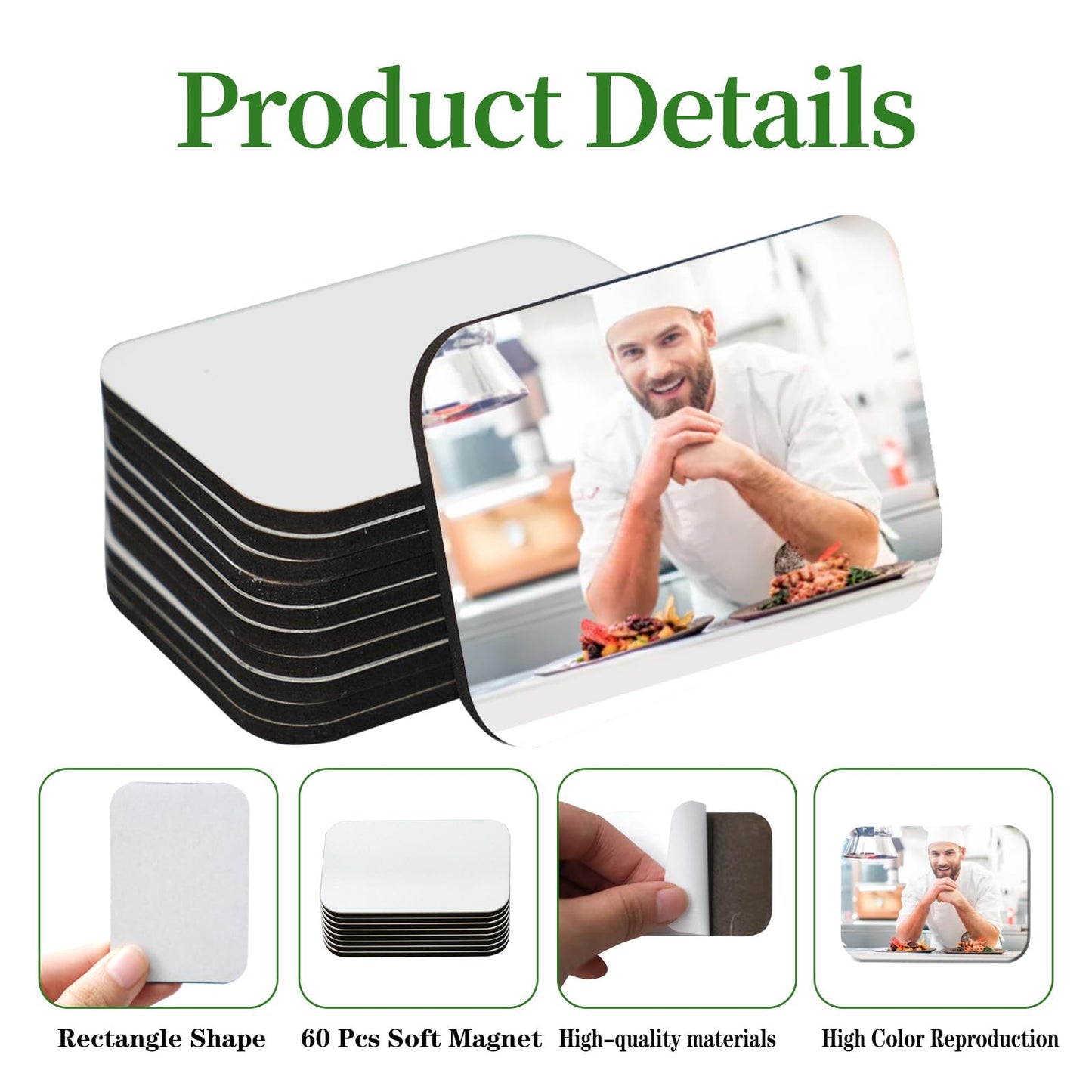 120 Pcs 2.8 x 2 Inch Thick Sublimation Blank Refrigerator Magnets Blanks Sublimation Magnet with 60 Pcs Fridge Magnets, 60 Pcs Larger Square Blanks for Kitchen Microwave Oven Office Supplies