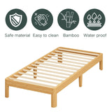 ZIYOO 12 Inch Twin Size Natural Bamboo Platform Bed Frame, Modern Minimalist Design, Easy Assembly, Heavy Duty Support, No Box Spring Needed ZIYOO