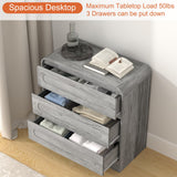 3 Drawer Dressers for Bedroom, 32" Wide Wood Storage Dresser & Chest of Drawers Organizer, Large Modern Dressers with 3 Drawer Storage Organizer for Bedroom Living Room Hallway Closet, Grey SOLACE FURNITURE