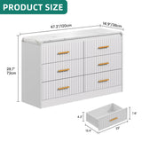 YITAHOME 6-Drawer Dresser with Built-in Power Outlet, Wood TV Stand with 6 Large Drawers and Bar Handles, White Dresser Chest of Drawers for Living Room, Hallway, Entryway YITAHOME
