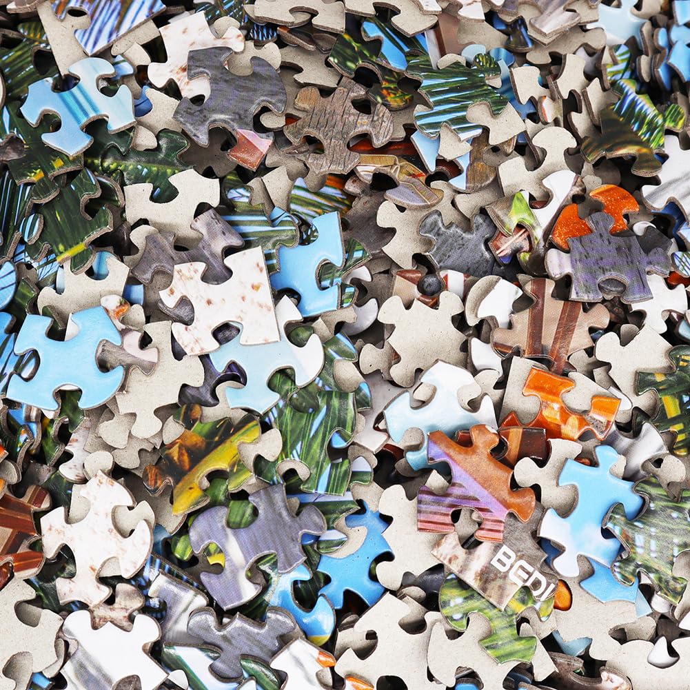 BEDUKE Jigsaw Puzzles for Adults 1000 Pieces Thick Sturdy 1000 Piece Puzzle Beach Precise Interlocking Family Game Age 14+ BEDUKE