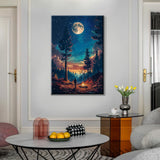 ATDMS Paint by Number for Adult Beginner - DIY Landscape Moon Forest with Frame and Easel for Wall Hanging Home Room Decor - 7.87x11.81 Inch ATDMS
