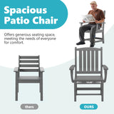 ROCSUMOO 7-Piece HDPE Outdoor Dining Set with 6 Chairs, Rectangular Patio Dining Furniture Set of 6, Modern Dining Table Chairs Set with Umbrella Hole for Poolside, Dark Gray (6 Chairs+1 Table) ROCSUMOO