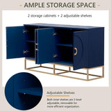 Amposei Sideboard Buffet Cabinet 59.8-Inch Wooden Credenza Console Storage Cabinet Entryway Table Cabinet with Storage & Adjustable Shelves for Living Room Entrance Kitchen, Navy Blue Amposei