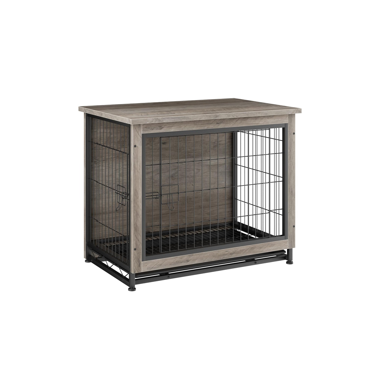 JY QAQA Dog Crate Furniture, Wooden Dog Crate Table, Double-Doors Dog Furniture, Indoor Dog Kennel, Dog House, Dog Cage/Grey/S JY QAQA PET