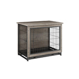 JY QAQA Dog Crate Furniture, Wooden Dog Crate Table, Double-Doors Dog Furniture, Indoor Dog Kennel, Dog House, Dog Cage/Grey/S JY QAQA PET