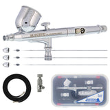 Master Airbrush Master Performance G233 Pro Set with 3 Nozzle Sets (0.2, 0.3 & 0.5mm Needles, Fluid Tips and Air Caps) and Air Hose - Dual-Action Gravity Feed Airbrush with 1/3 oz Cup, Cutaway Handle Master Airbrush