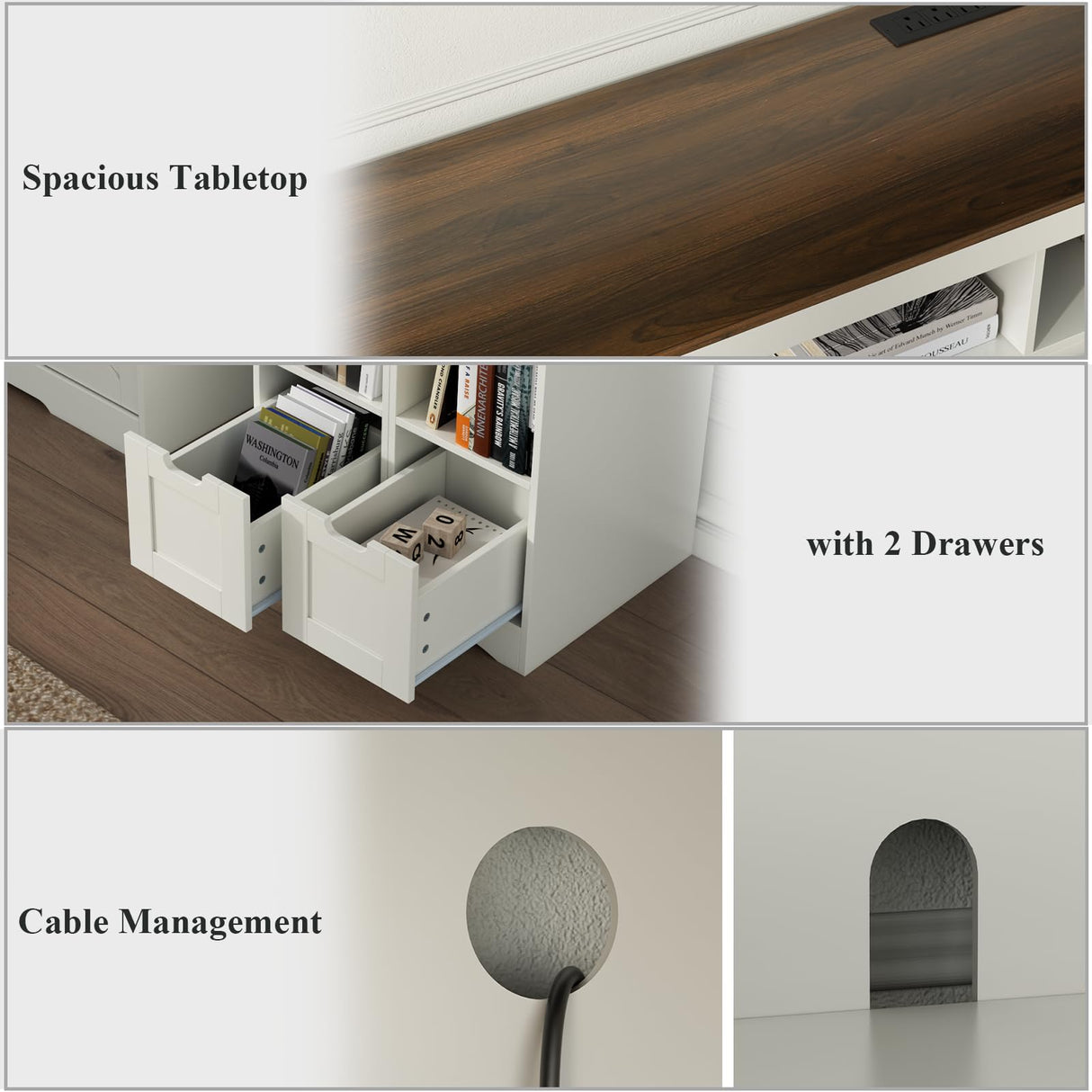 Loomie Farmhouse 3 in 1 TV Stand with Charging Station, 79"W Entertainment Center with 2 Side Cabinets for 85" TV,Media Console Table with Adjustable Shelves & Sliding Barn Door for Living Room(White) Loomie