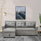 Naomi Home Transform Any Space: Sleeper Sectional Sofa with Convertible Sofa Bed & Inviting Chaise. Find Tranquil Comfort with Stress-Relieving Design & Durable Cushions - Gray/Air Leather Naomi Home