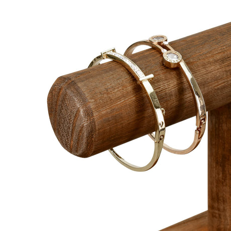 MOOCA 2 Pcs Wooden Jewelry Display Stand, Bracelet Watch Holder Display for Store, 7.9 W x 2.9 D x 5.5 H in, Brown Color MOOCA