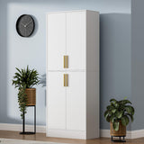 Housoul 71" Tall Pantry Cabinet with 4 Doors, Kitchen Pantry Storage Cabinet, Freestanding Larder Cupboard, Kitchen Hutch, Utility Pantry with Gold Handles for Dining Room, Bathroom, White Housoul