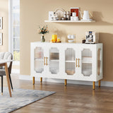 Tribesigns Modern Buffet Cabinet, LED Light Sideboard Cabinet with Acrylic Doors, 55" Coffee Bar Accent Storage Cabinet for Living Room, Dining Room, White Tribesigns