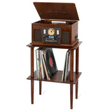 Victrola Wooden Stand for Wooden Music Centers with Record Holder Shelf, 20.75"D x 27"W x 13.75"H, Espresso Victrola