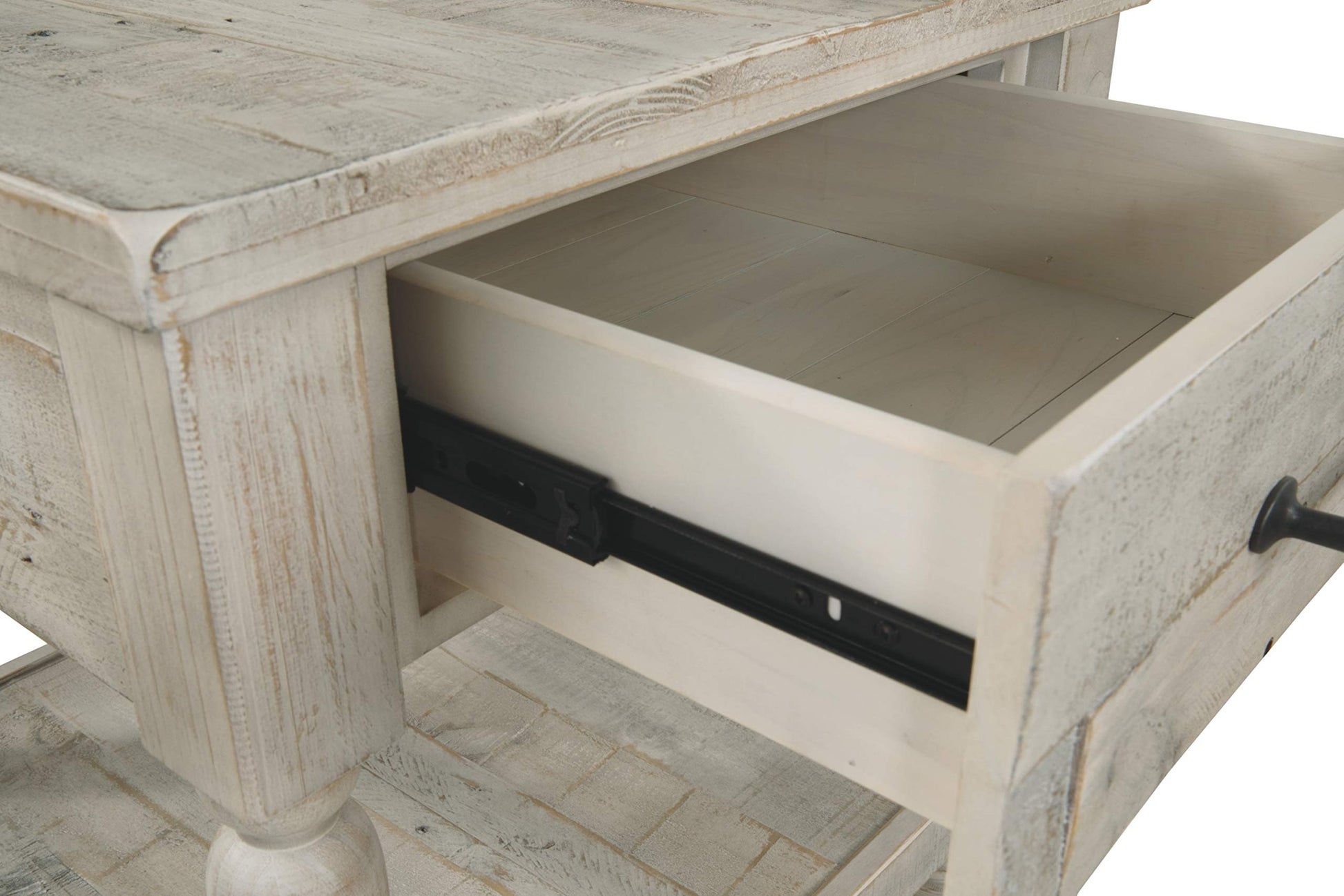 Signature Design by Ashley Shawnalore Farmhouse Solid Pine Wood End Table, Weatherworn White Finish - WoodArtSupply