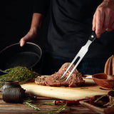 Ponpon 2Pcs Meat Forks Stainless Steel Carving Fork with Wooden Handle Barbecue Fork for Cooking Kitchen (2) Ponpon