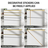 OUTGUAVA Modern Front Desk & Reception Desk with LED Lighting, 50-inch Retail Counter with Power Socket, DIY Stripe for Checkout, Lobby, Salon, Offices - White OUTGUAVA