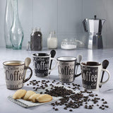Mr. Coffee Bareggio Mug and Spoon Set, Café Americano, 8-Piece Mug and Spoon Set (14oz) Mr. Coffee