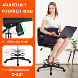 Drafting Chair Tall Office Chair Comfortable - Super Soft Seat Cushion and Larger Size, Standing Desk Chair Adjustable Height, Office Drafting Chairs with Adjustable Footrest Ring, 400LBs, Black YEEZEE