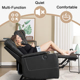 ANJ Recliner Sofa,Power Reclining Couch with USB Ports and Cup Holders - Overstuffed Electric Living Room Seating PU Leather Recliner Sofa Set with Hidden Arm Storage, Easy to Clean (Black) ANJ