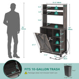 YITAHOME Bakers Rack Microwave Stand with Trash Can Storage Bin Cabinet and Power Outlet, 6-Tiers Farmhouse Kitchen Tall Thickened Coffee Bar Station with Adjustable Shelf (Rustic Oak) YITAHOME