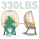 YITAHOME Wicker Rocking Egg Chair, Outdoor Patio Rocking Chair with Cushioned Comfort, 330lb Capacity, Anti-Slip, All-Weather Resilient Egg Lounger Chair for Indoor & Outdoor Relaxation Spaces, Beige YITAHOME