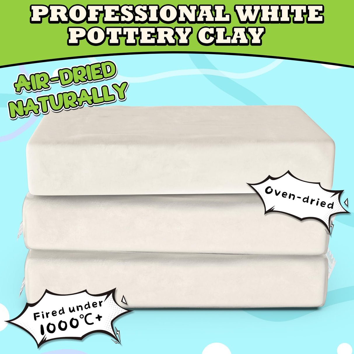 Premium Air Dry Clay for Kids - Natural Modeling Pottery Clay for Wheel, 3.3lbs Kids Arts & Crafts Supplies for School Classrooms, Easter Gifts Toy for Kid, White Aujazyble