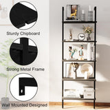 aboxoo Ladder Shelf 2PCS Open Bookshelf 5-Tier Wood Wall-Mounted Black Bookcase Storage Rack Open Industrial Modern Plant Stand Utility Organizer Bookcase Metal Frame Furniture Office Kitchen Bedroom aboxoo