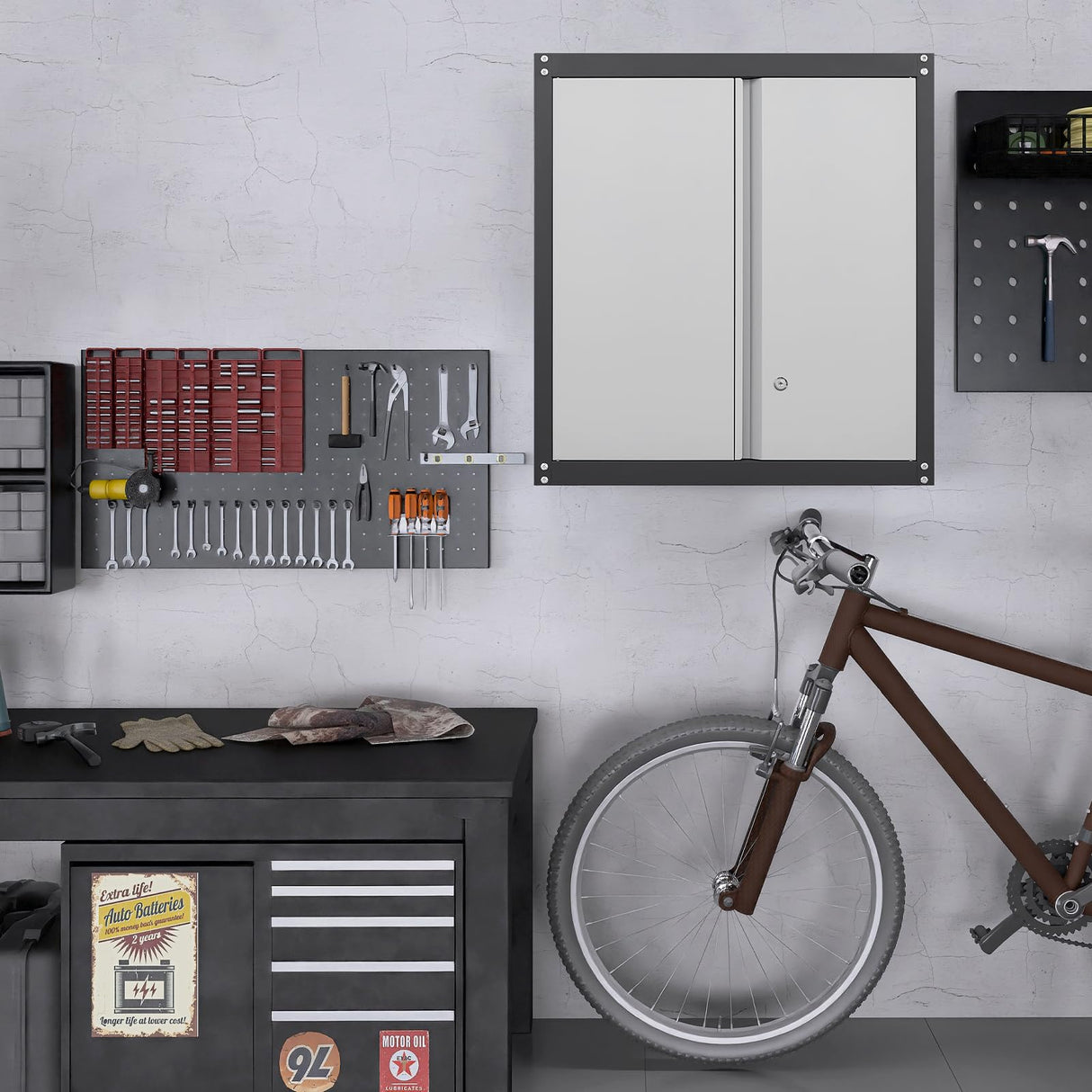 STEELIST Metal Wall Cabinet, Metal Garage Cabinets Wall Mount, Metal Wall Cabinets for Garage, Tool Cabinets with Lockable Doors and Shelves, Garage Cabinet for Home, Office, Basement STEELIST