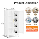 baoliwo 61" H Locking Display Cabinet with Glass Door, Tall Storage Cabinet with 3 Adjustable Shelves, Metal Curio Cabinet Multi-Purpose Display Case for Collectibles Bedroom Living Room Office baoliwo