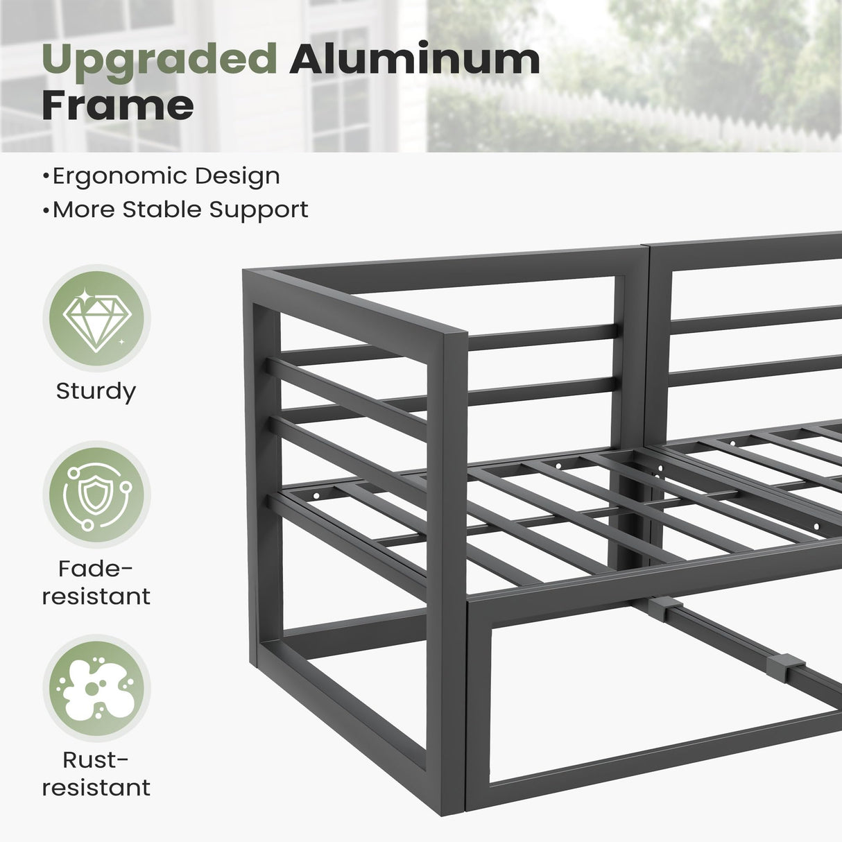 VONZOY 11 Piece Aluminum Patio Furniture Set with Waterproof Cover & 5" Thick Cushions, Aluminum Outdoor Sectional Conversation Set with Coffee Table Ottoman for Porch, Backyard(Grey/Grey) VONZOY