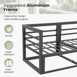 VONZOY 11 Piece Aluminum Patio Furniture Set with Waterproof Cover & 5" Thick Cushions, Aluminum Outdoor Sectional Conversation Set with Coffee Table Ottoman for Porch, Backyard(Grey/Grey) VONZOY