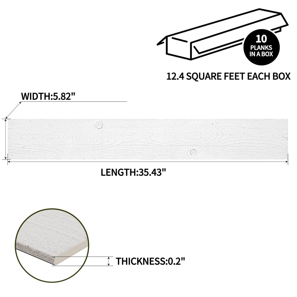 Brosisincorp Peel & Stick Wood Wall Panels - Real Paulownia Wood Shiplap Boards for Accent Walls, DIY Easy to Install - (12.4 Sq Ft, 10Pcs - 5" Wide, White Smoke) Brosisincorp