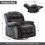 INZOY Massage Swivel Rocker Recliner with Heat and Vibration, Soft Manual Rocking Recliner Chair with Vibrating Massage, Comfy Padded Overstuffed Fabric Heated Recliner, Grey INZOY
