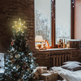 YEAHOME Christmas Tree Topper, Gold Glittered Hollow 7-Point Star Tree Topper, Lighted Wire Star with 20 LED Lights for Christmas Treetop, Xmas Tree Topper with Timer, Christmas Tree Decorations YEAHOME