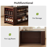 LITTLE TREE 55 Inches Modern Wooden Kitchen Island with Large Worktop & Leg Room, 4-Tier Storage Cabinet for Dining Room, Coffee Bar Table Cabinet for Living Room LITTLE TREE