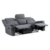 Lexicon Manual Double Reclining Sofa, Polished Microfiber Upholstered 3 Seater Manual Sofa Recliner for Living Room, Wall Hugger, Easy Assembly, Gray Lexicon
