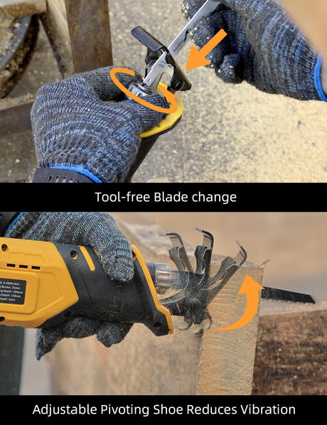 VTEK Brushless Cordless Reciprocating Saw,3 Level Speed Setting,Cordless Power Reciprocating Saw,0-3000RPM Reciprocal Saw,Reciprocating Saws for Woods/Metal/Plastic/Brick Cutting VTEK