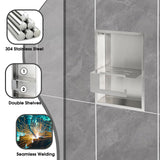 TRYWELL Recessed Toilet Paper Holder Stainless Steel Brushed Shower Niche No Tile Needed Bathroom Shelves Niche for Wall Tissue Storage Decor BK01-SS TRYWELL