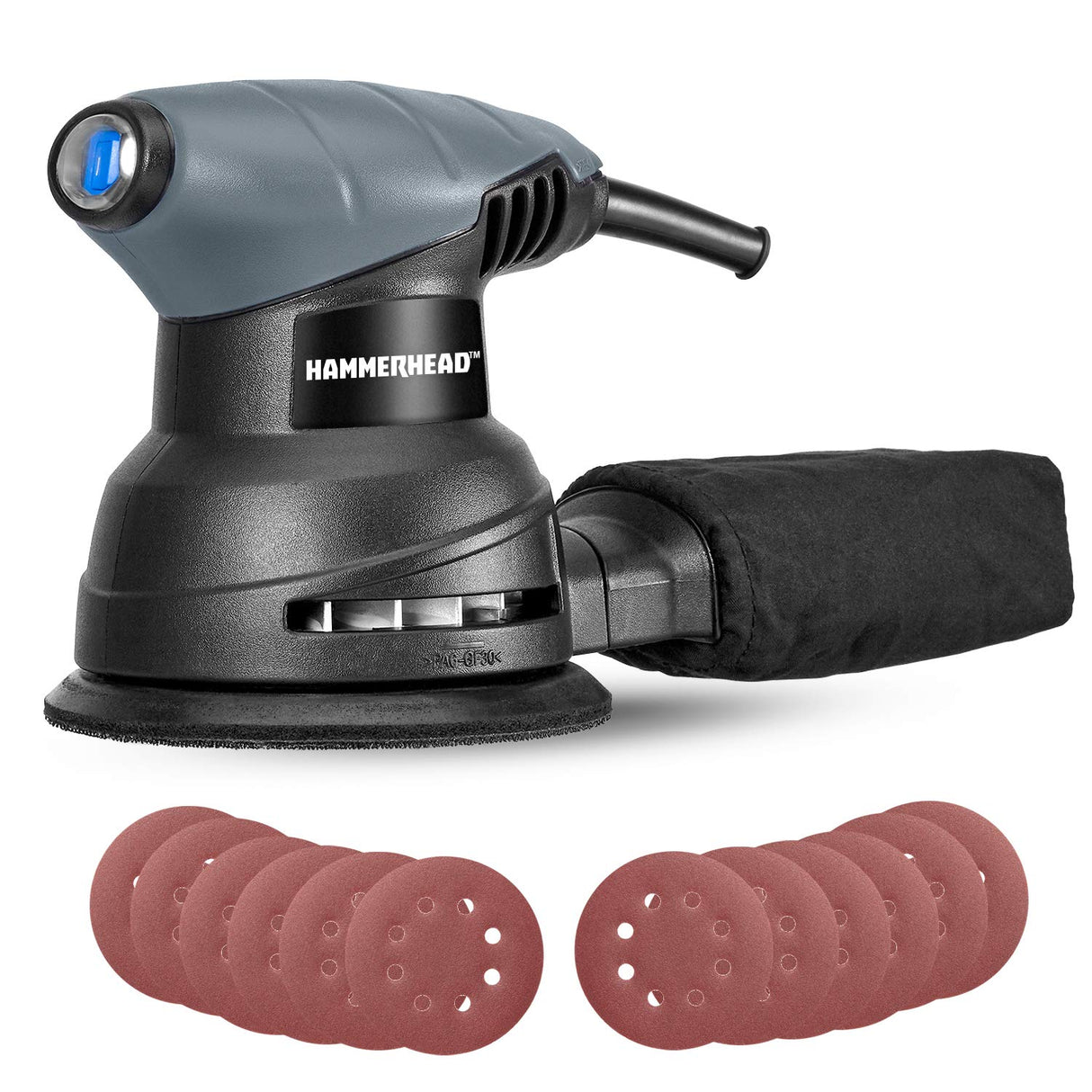 Hammerhead 2.0-Amp 5-Inch Random Orbit Sander with 12pcs Sanding Paper – HAOS020 Hammerhead