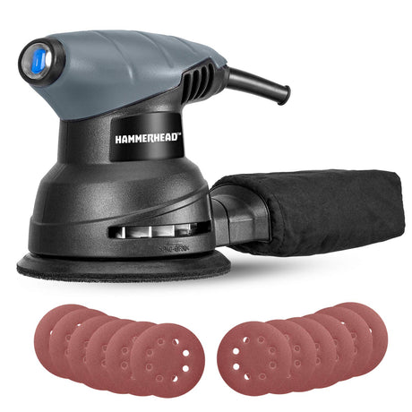 Hammerhead 2.0-Amp 5-Inch Random Orbit Sander with 12pcs Sanding Paper – HAOS020 Hammerhead
