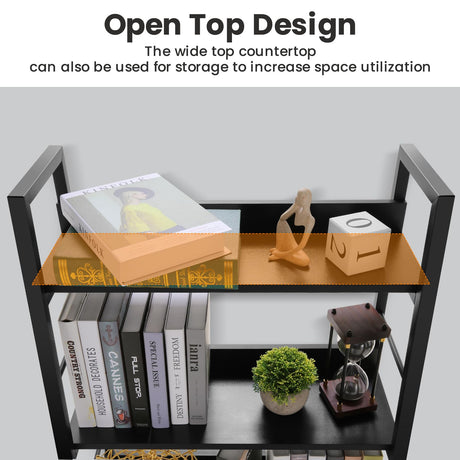 Himimi Black Ladder Bookshelf, 5 Shelf Bookcase Industrial Bookshelf Wood and Metal Bookshelves, Plant Flower Stand Rack Book Storage Shelves for Living Room, Bedroom, Home Office Himimi