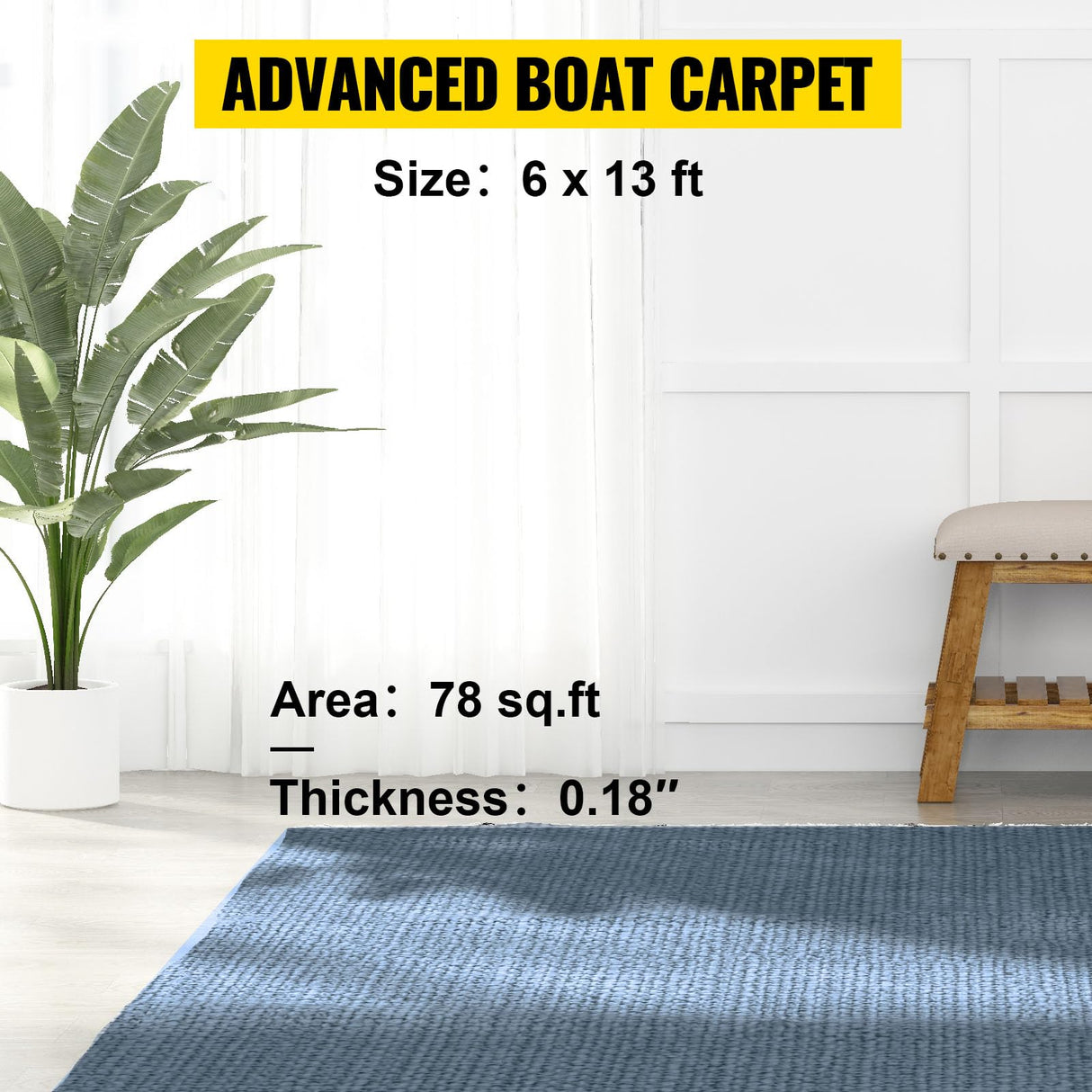 Happybuy 6 ft x 13 ft Grey Marine Carpet for Boats Waterproof - 0.18" Thick Indoor Outdoor Rug Carpet Roll for Home Patio Porch Deck Happybuy