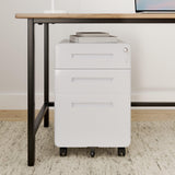 FLEXISPOT Mobile File Cabinet for Home Office 3 Drawer File Cabinet Under Desk Storage Filing Cabinet for Legal/Letter/A4 File,Round Corner Design,White FLEXISPOT