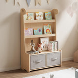 WISUCART Kids Bookshelf and Toy Storage Organizer, 3 Tier Bamboo Todders Book Shelf Large Book Rack for Child Room Playroom Nursery for Kids, Children, Toddlers (Nature) WISUCART