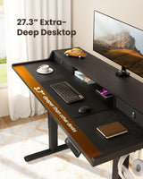 ErGear Electric Standing Desk with Drawers, 55″ x 28″ Gaming Desk with Monitor Stand, C-Clamp Mount Compatible, Home Office Height-Adjustable Desk with Storage Shelf, 4 Preset Heights, Black, EGESD37B ErGear