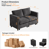 WUTUTUEE 58”Modular Sectional Loveseat Sofa, Modern Love Seat 2 Seater Sofa Couch with Storage, Chenille Modular Sectional Couch for Living Room, Bedroom, Office, Small Apartment, Dark Grey WUTUTUEE