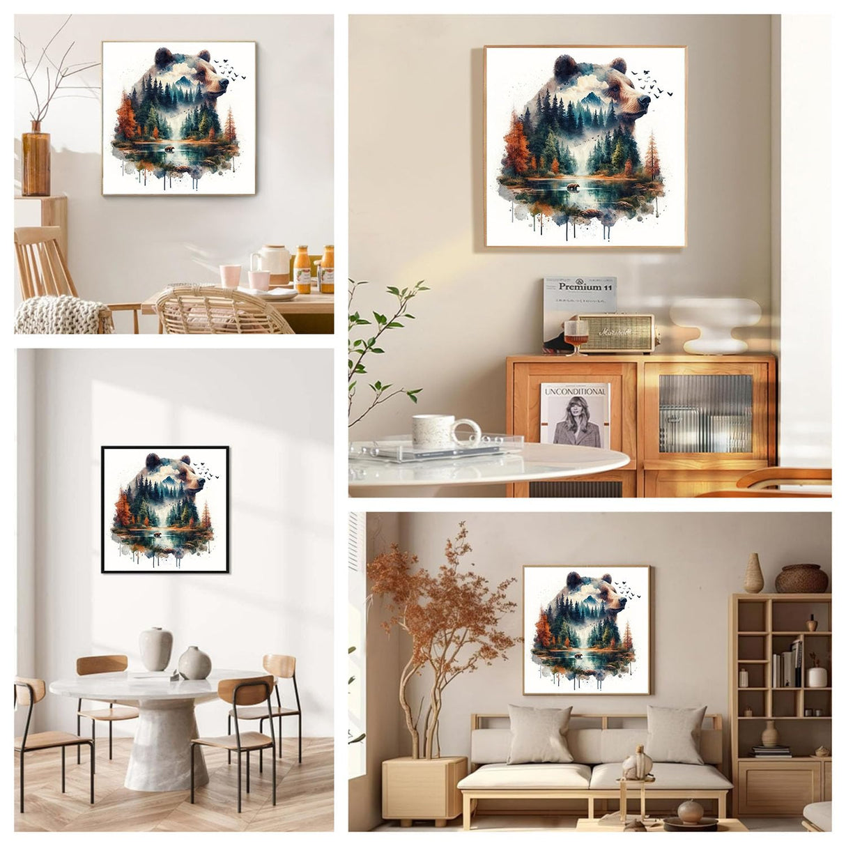 Forest Bear Diamond Painting Kits for Adults - Diamond Art for Adult Bear, Gem Painting Crafts Kits Gift, DIY 5D Gem Art Perfect for Home Wall Decor Gifts (14x14 inch) cviokrdu