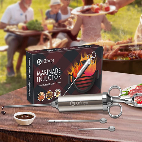 Ofargo Meat Injector, Meat Injectors for Smoking, 3 Marinade Injector Syringe Needles; Injector Marinades for Meats, Turkey, Beef; 2-Oz, User Manual Included Ofargo