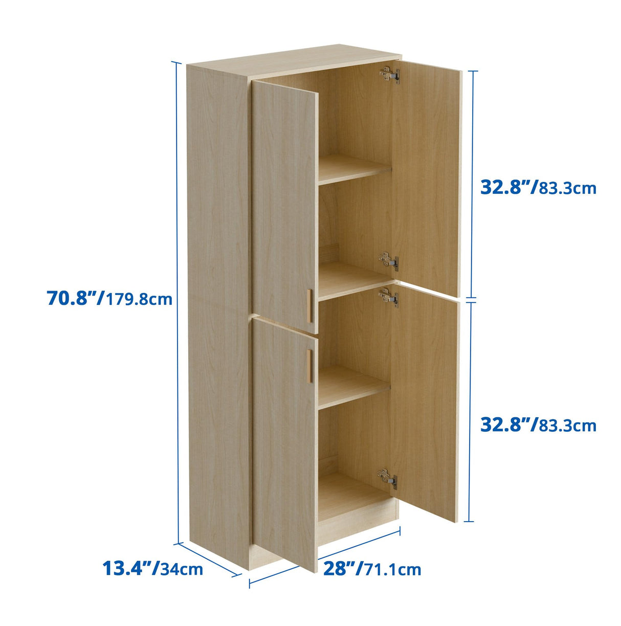 Cozy Castle 71" Tall Kitchen Pantry Storage Cabinet, Freestanding Cupboard Cabinet with Doors and Adjustable Shelves for Kitchen, Dining Room, Oak Cozy Castle