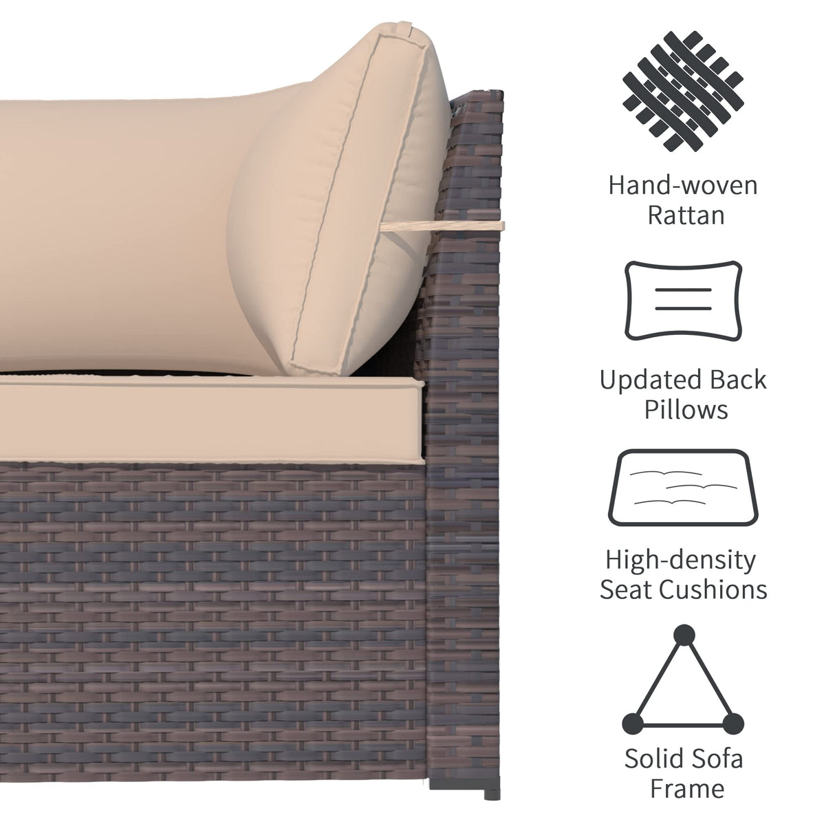 ASJMR Outdoor Patio Furniture Set with Gas Fire Pit Table, 13 Pieces Outdoor Furniture Set Patio Sectional Sofa w/43in Propane Fire Pit, PE Wicker Rattan Patio Conversation Sets (Sand) ASJMR